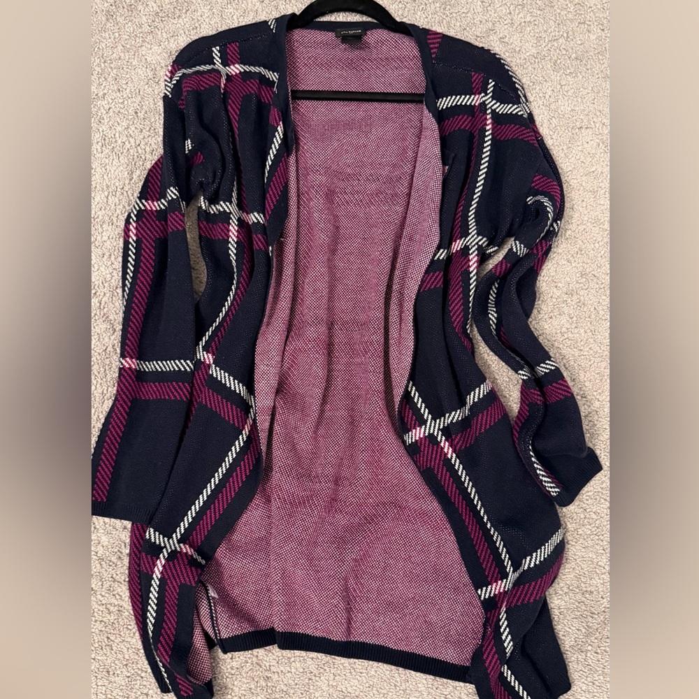 Ann Taylor Women’s Plaid Open Front Cardigan Sweater